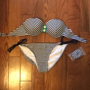 Super cute blue and white striped bikini!
